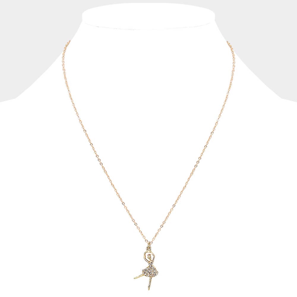 Sensibling Corp. - Wholesale Halskettinghanger - Kristallen Pavé Ballerina Meisjes Hanger Ketting1