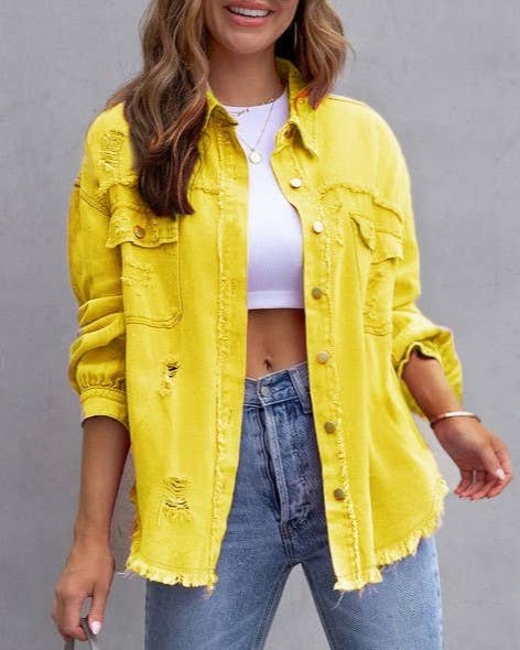 HIDDENBRAND - Wholesale Denim Jacket - Women's - Ripped Loose Denim Jacket7