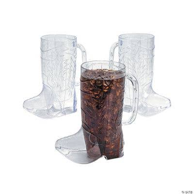 CLEAR PLASTIC COWBOY BOOT MUG for wholesale by Fun Express
