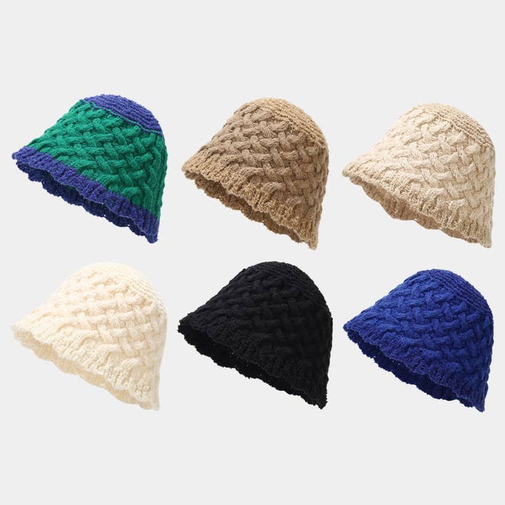Dipped Shop - Wholesale Bucket Hat - Women's - Vintage Twist Crochet Knit Bucket Hat DPBH0334
