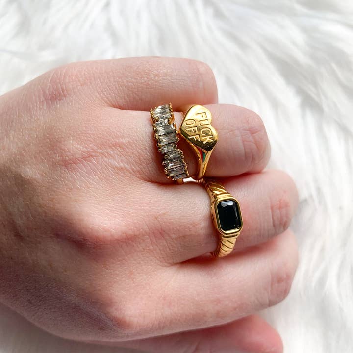 DRIP JEWELRY - Wholesale Cocktail/Statement Ring - F Off ring 2.0 (size 6-8)2