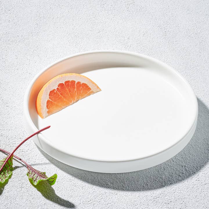 Vikko Thunder - White Matte Round Modern Plate, 8" for wholesale by Kadra Kitchenware