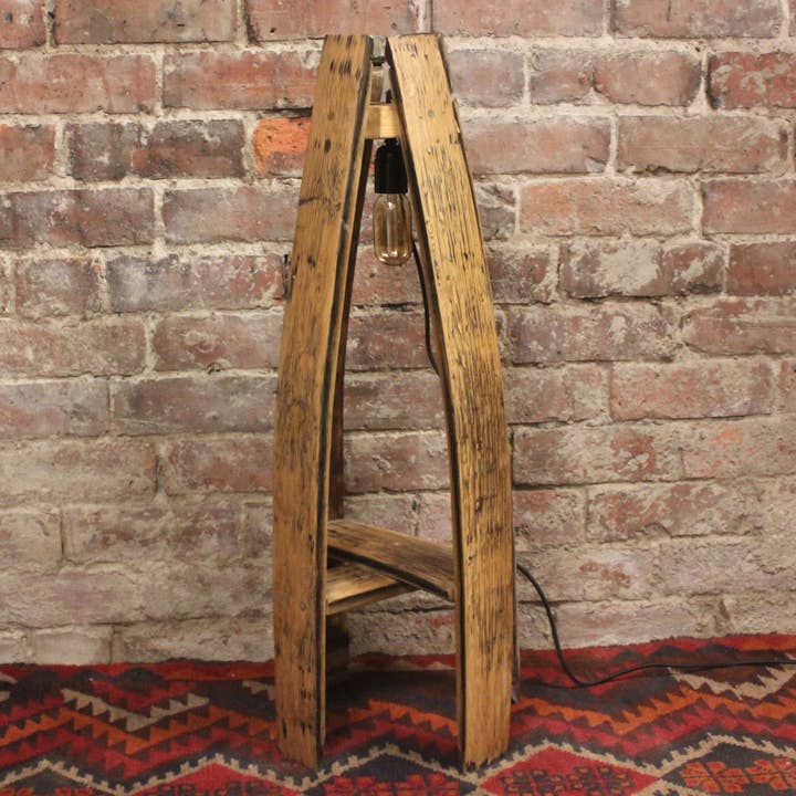From Under The Stairs – wholesale Accent/desk lamp – Rustic Oak Stave Free Standing Lamp