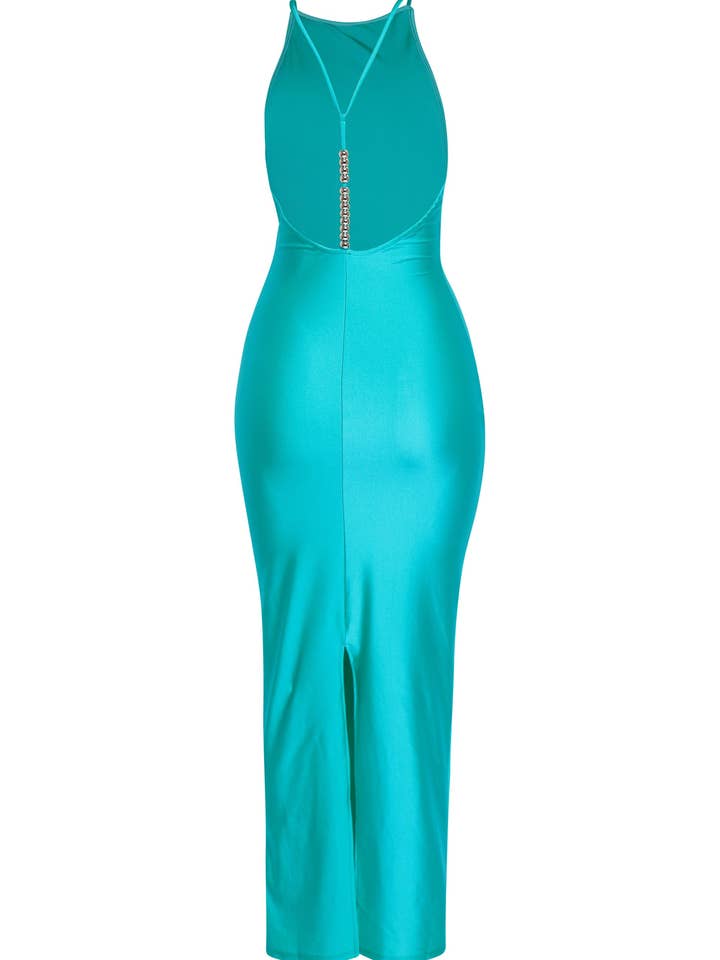 Maxiklänning med öppen rygg i nylon med grimma för wholesale av K Too