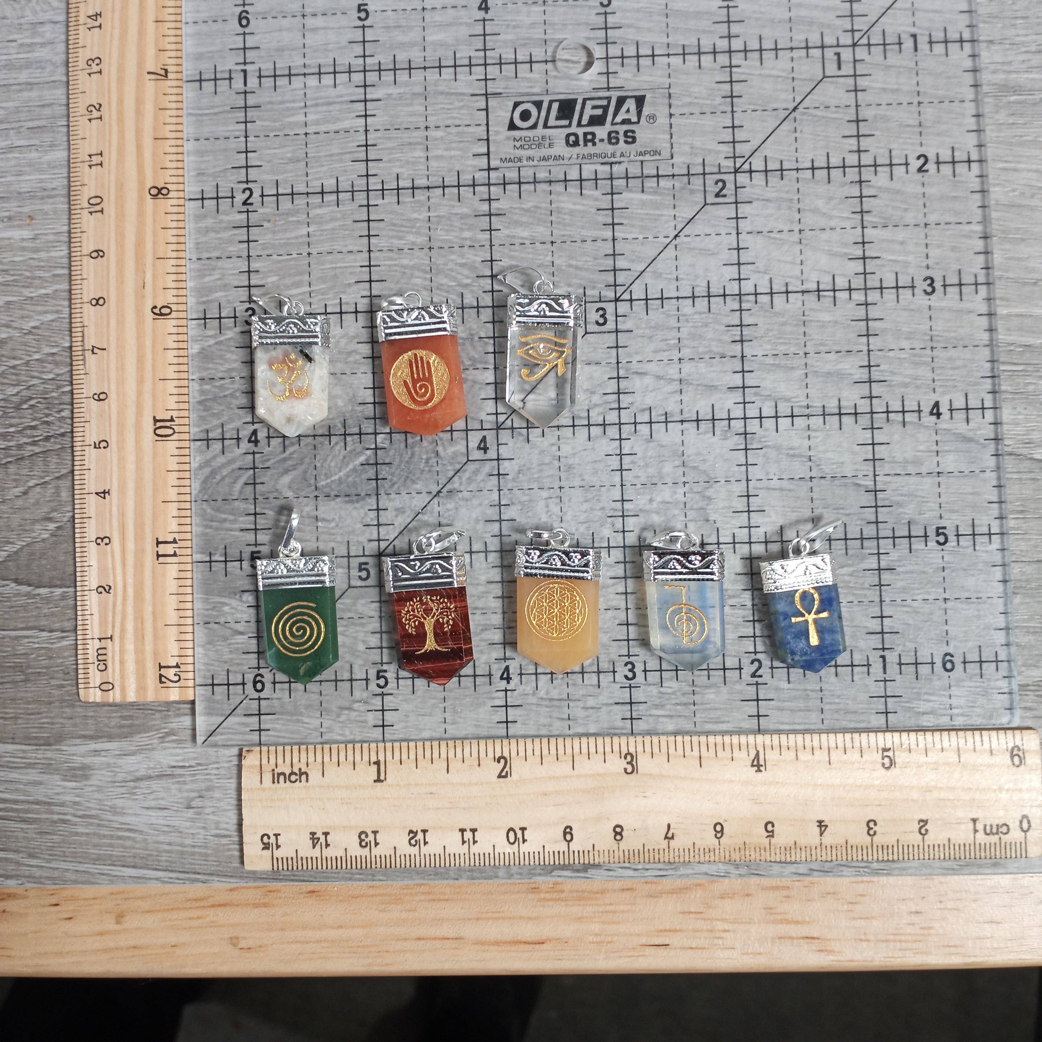 Keystone Crystals - Wholesale Individual Charm/Pendant - Etched Gemstone Pendants Assorted – Silver Pot Metal Setting9