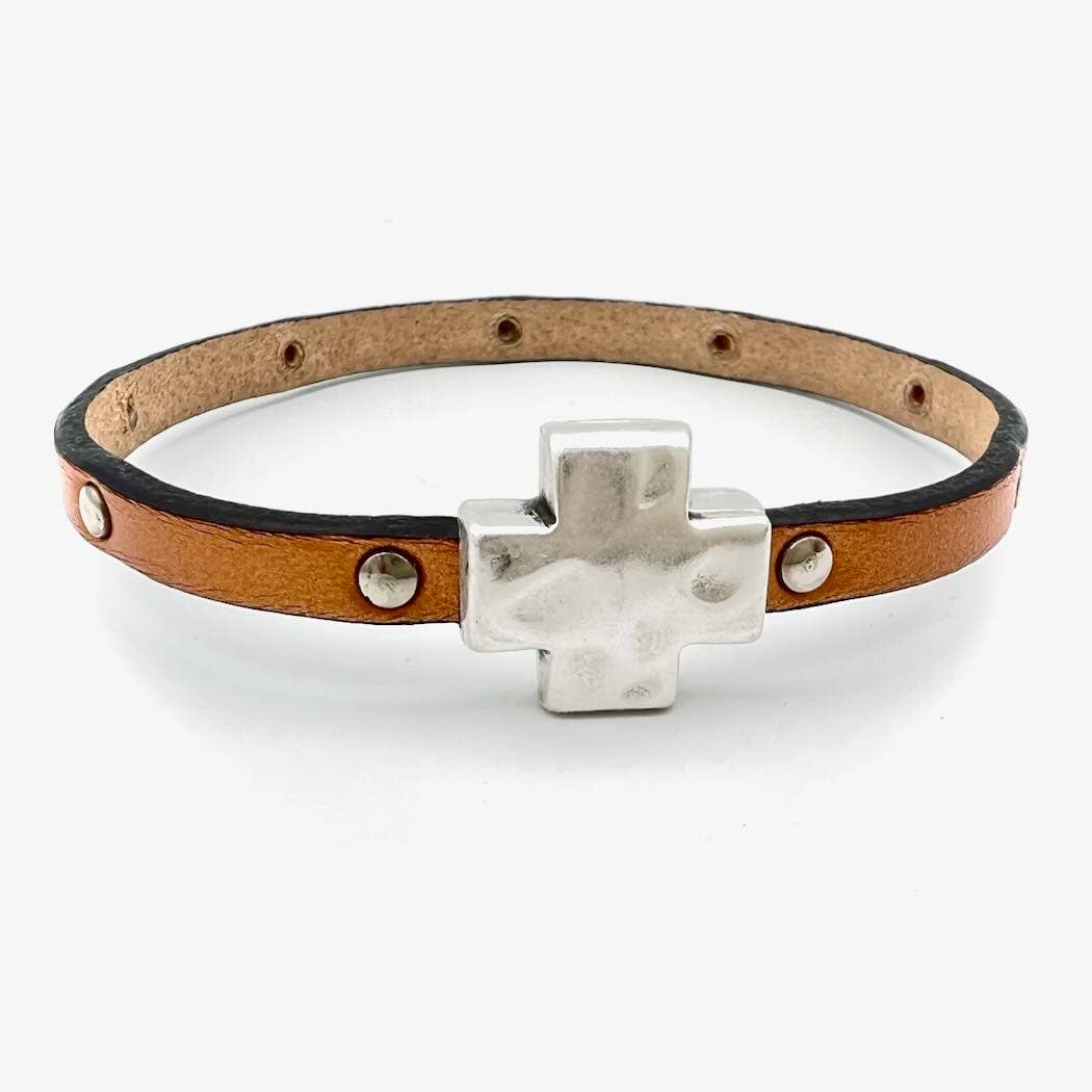 Montana Leather Designs - Wholesale Bangle Bracelet - DC Hammered Cross4