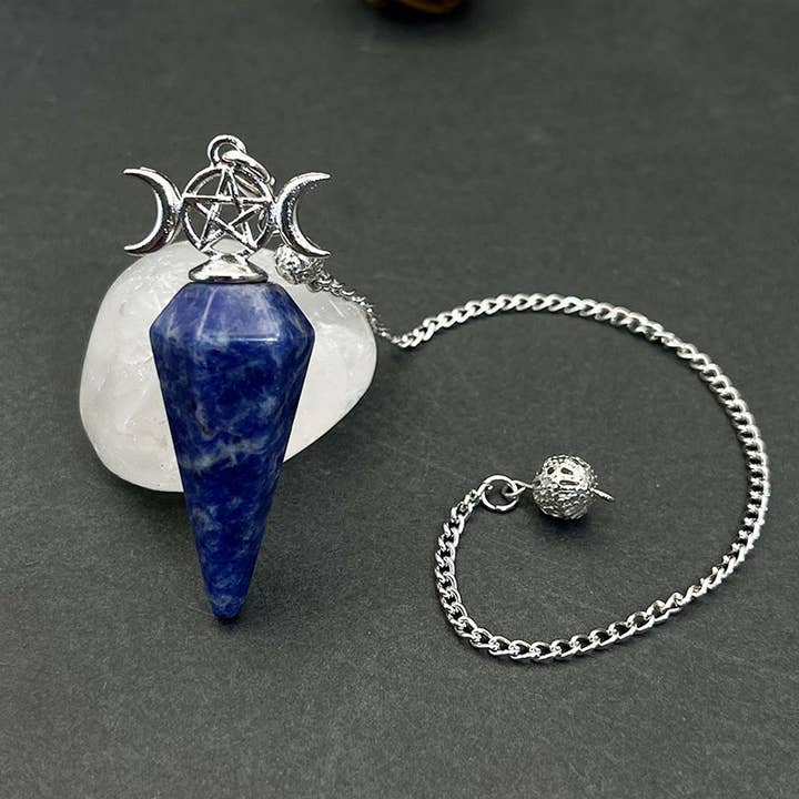 Lapis Lazuli zeshoekige spirituele slinger in drie fasen voor wholesale door GemMeet