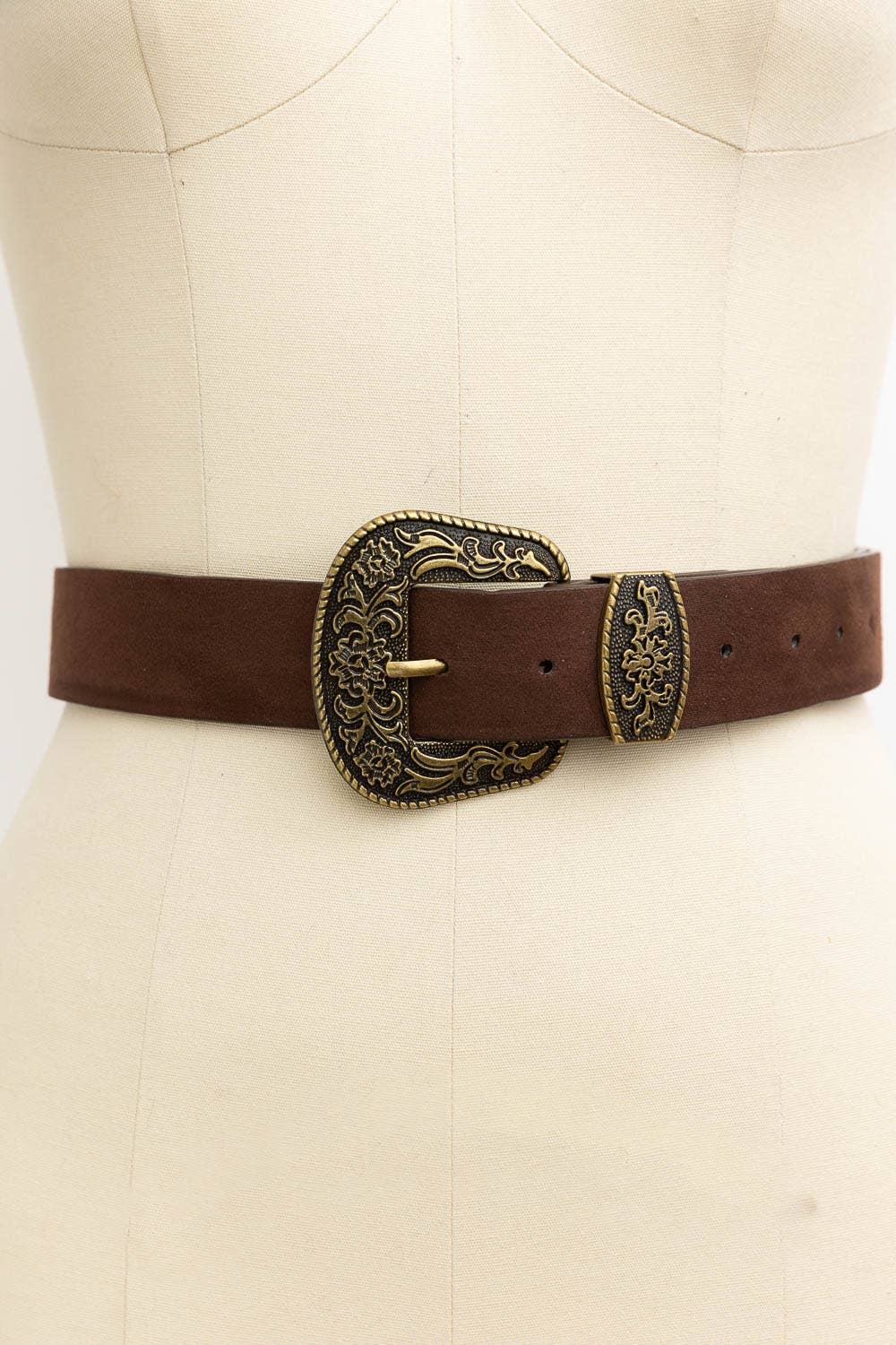 Leto Accessories – wholesale Belt – Women's – Suede Antique Gold Western Buckle Belt7
