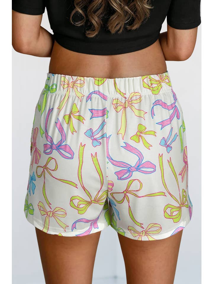 As shown Abstract Bow Print Shift Shorts With Pockets | S-XL for wholesale on Faire
