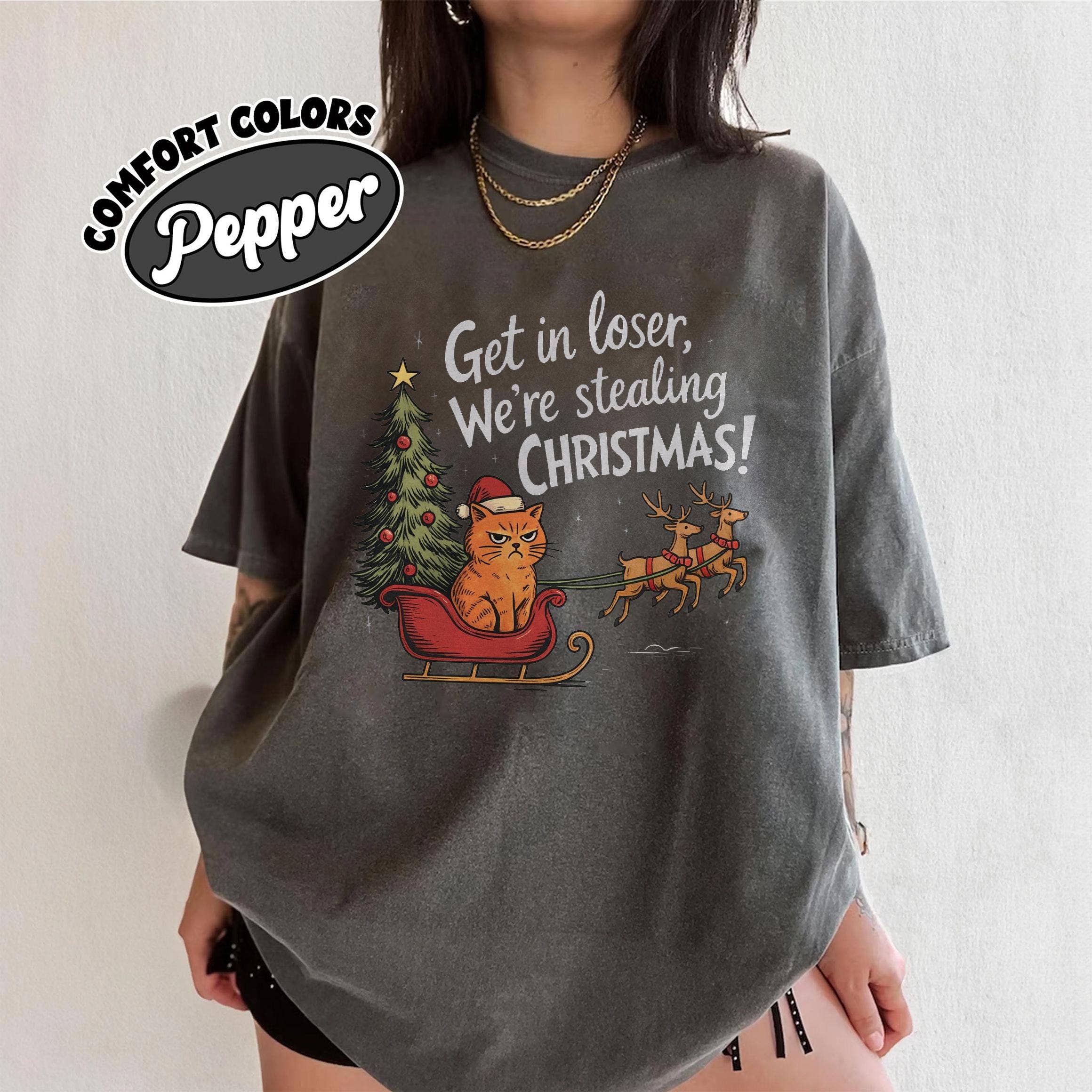 Glaime - Wholesale T-Shirt (Graphic) - Women's -  Get in Loser We're Stealing Christmas Shirt, Xmas Sweater2