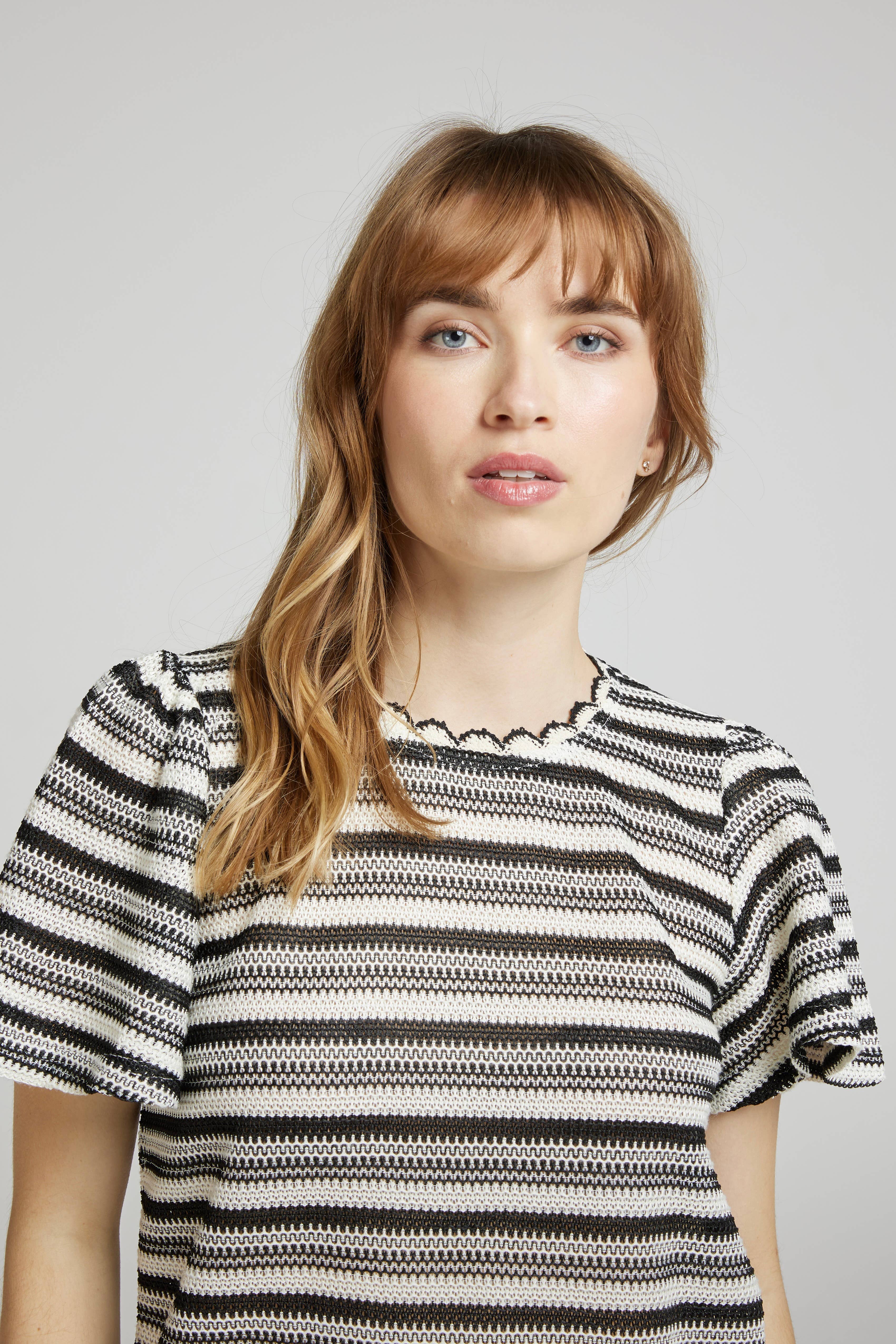 BLACK TERRY - Striped openwork knit T-shirt for wholesale on Faire1