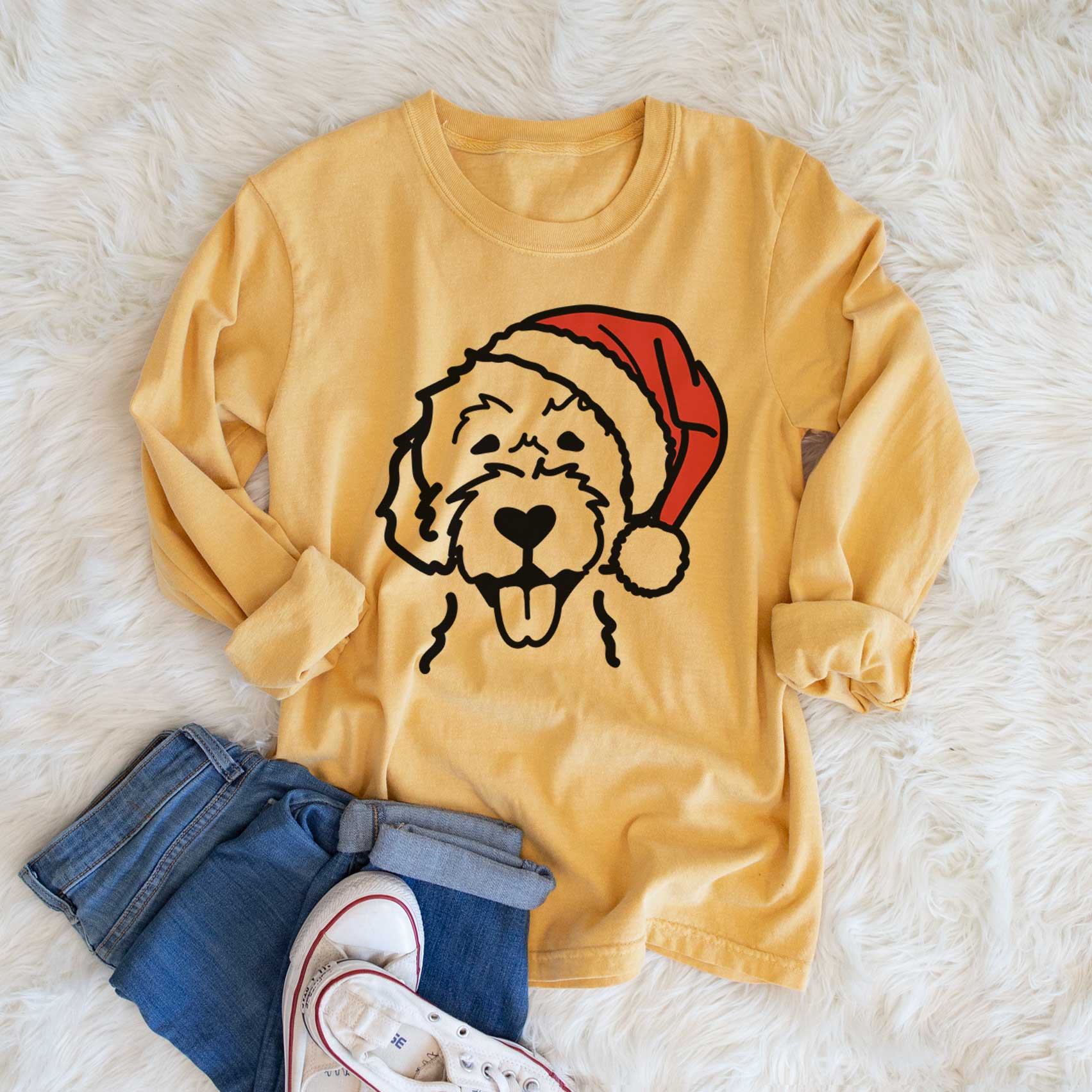 Inkopious - Wholesale Screen Printed T-Shirt - Unisex - Jolly Labradoodle - Heavyweight 100% Cotton Long Sleeve7