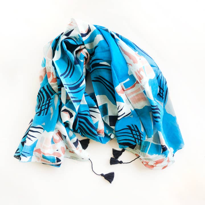Topography Scarf/Sarong - Turquoise for wholesale by WorldFinds