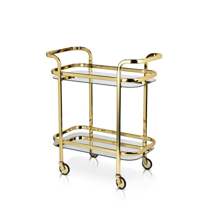 Viski - Wholesale Bar Cart - Belmontâ„¢ Gold Bar Cart with Mirror Shelves by Viski