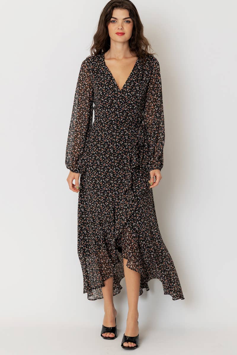 En Crème - Wholesale Dress - Women's - Floral Print Wrap Maxi Dress0