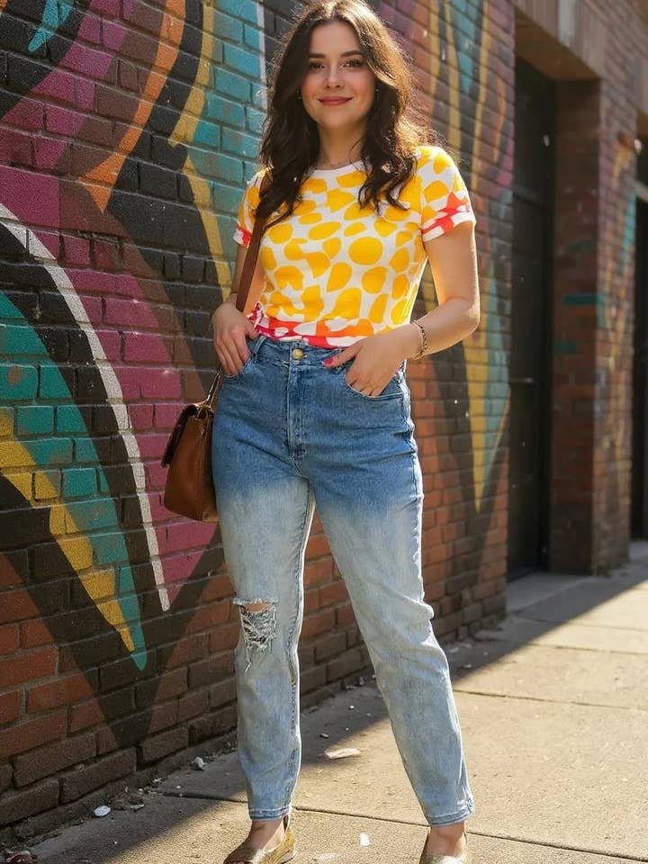 Washed blue denim fabric straight pant women jeans DLH14792 for wholesale by luluclothes