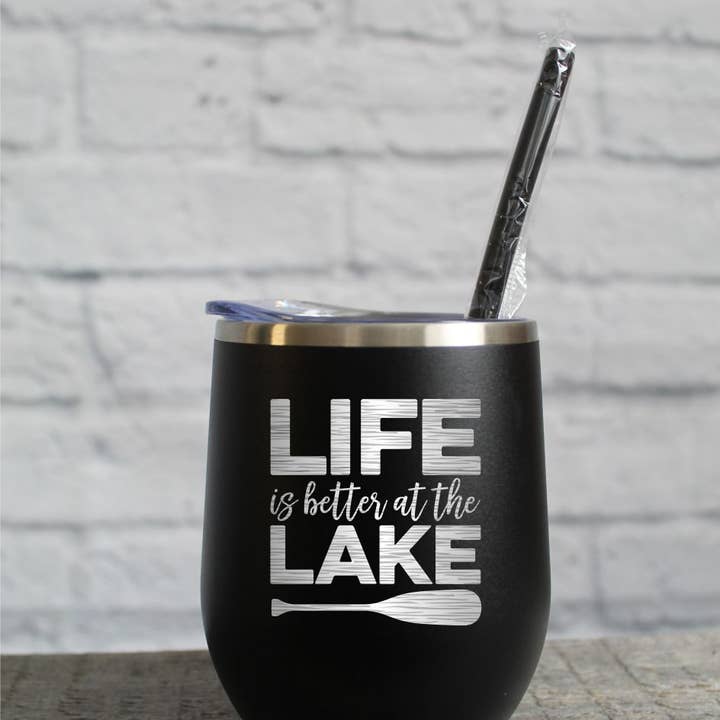 Life is Better at the Lake Paddle Mug Tumbler for wholesale by Katie & Company