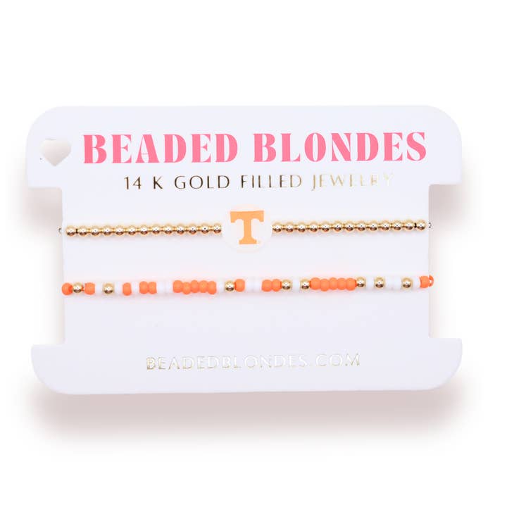 Tennessee/ Vols + Sprinkle Logo Bracelet Stack of 2 for wholesale by Beaded Blondes