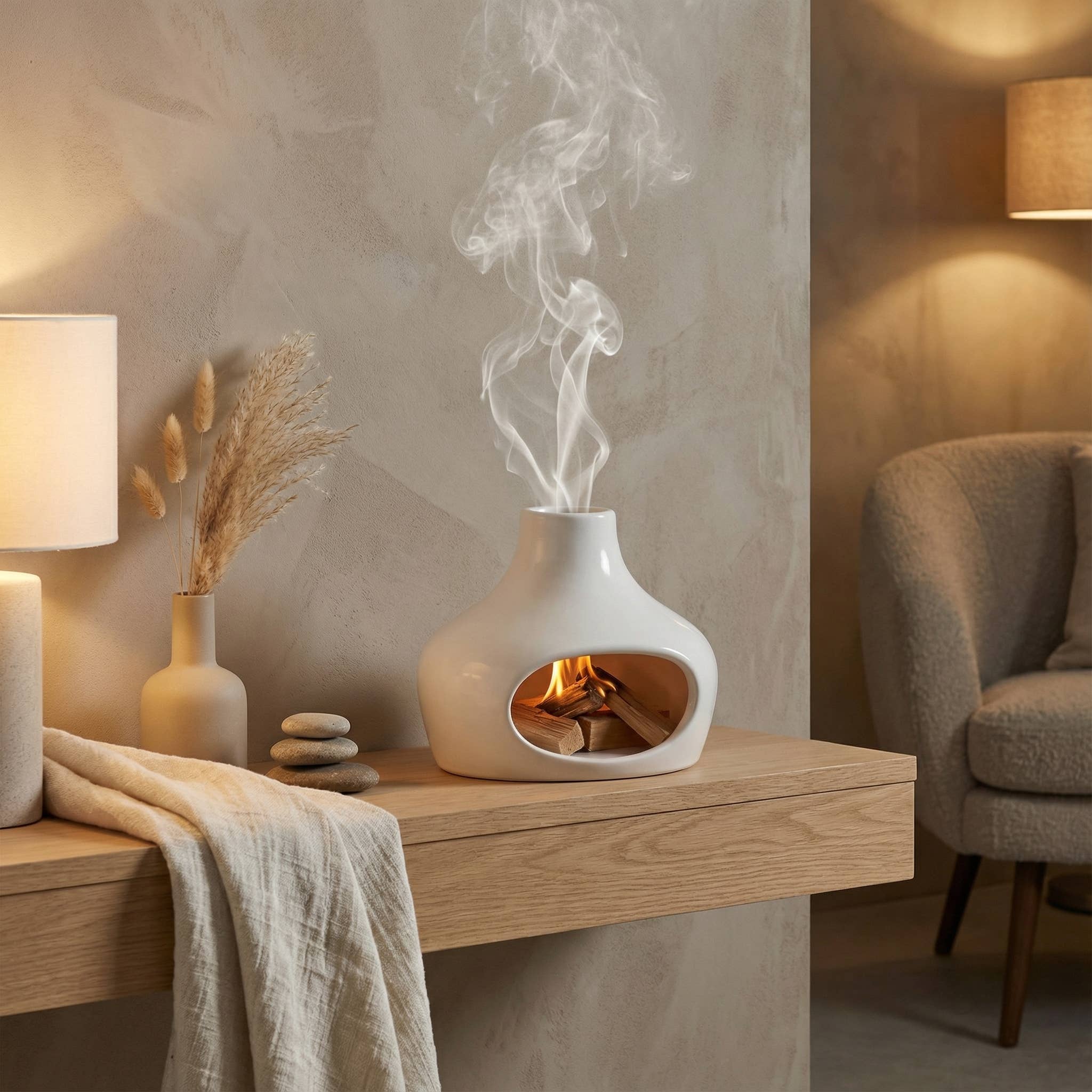 Kiyo Home - Vente Porte-encens - Brûleur de cheminée Palo Santo et Sauge | Céramique résistante à la chaleur4