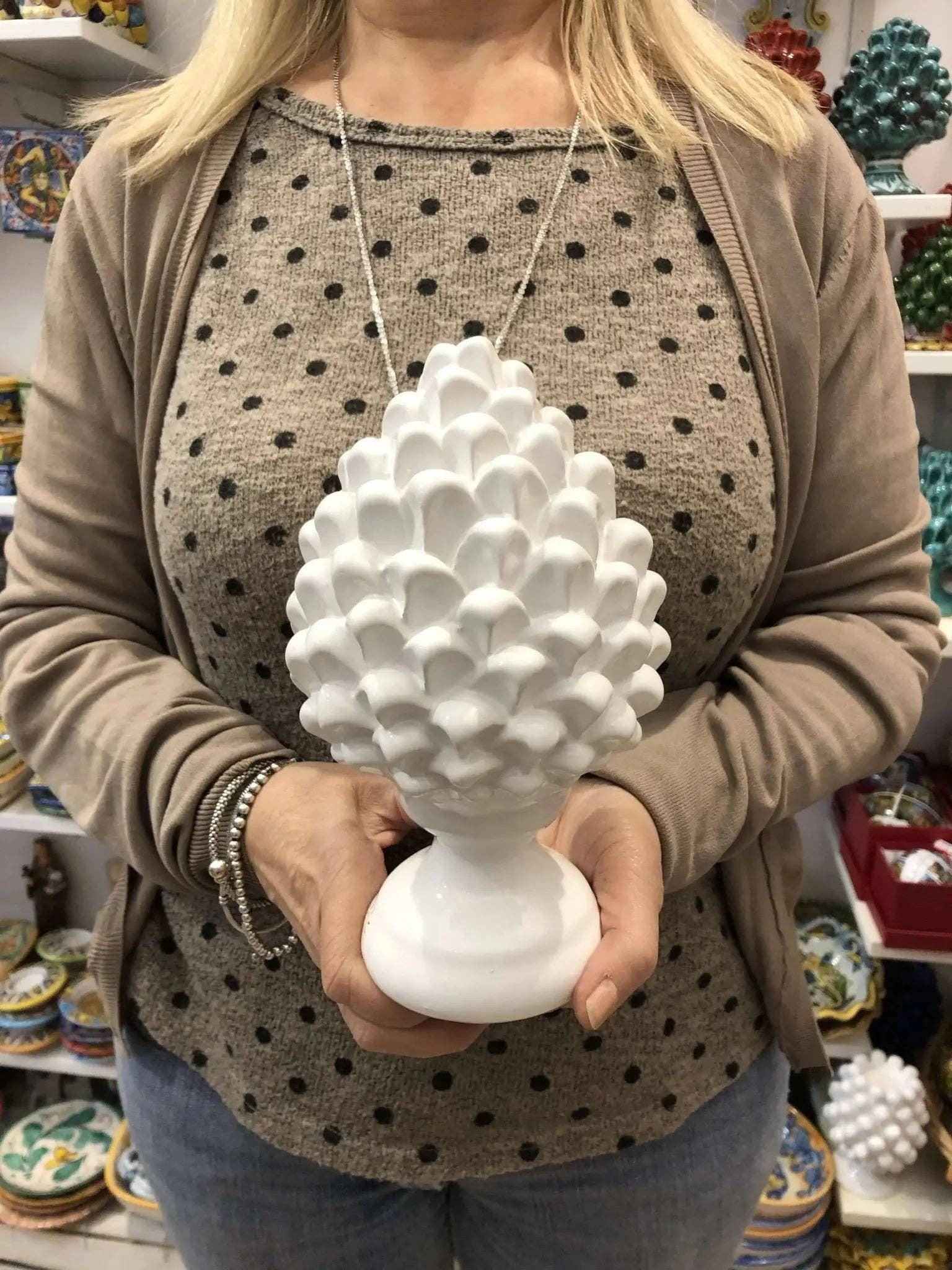 DD Ceramiche Siciliane - Wholesale Decorative Tabletop Object - Caltagirone Ceramic Pinecone cm H.20 Artisan Luis Line12