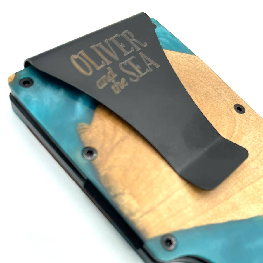 Oliver and the Sea - Wholesale Wallet - Men's - Wood and Resin Slim Wallet RFID Protected - Teal5