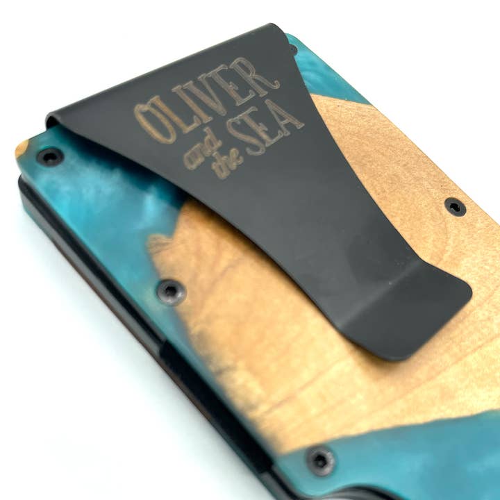 Oliver and the Sea - Wholesale Wallet - Men's - Wood and Resin Slim Wallet RFID Protected - Teal5