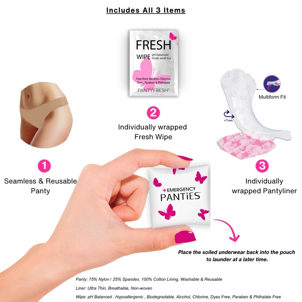 Panty Fresh - Wholesale Period Underwear - Women's - Women’s On-the-Go Essentials Spare Underwear Kit Thong S-L2