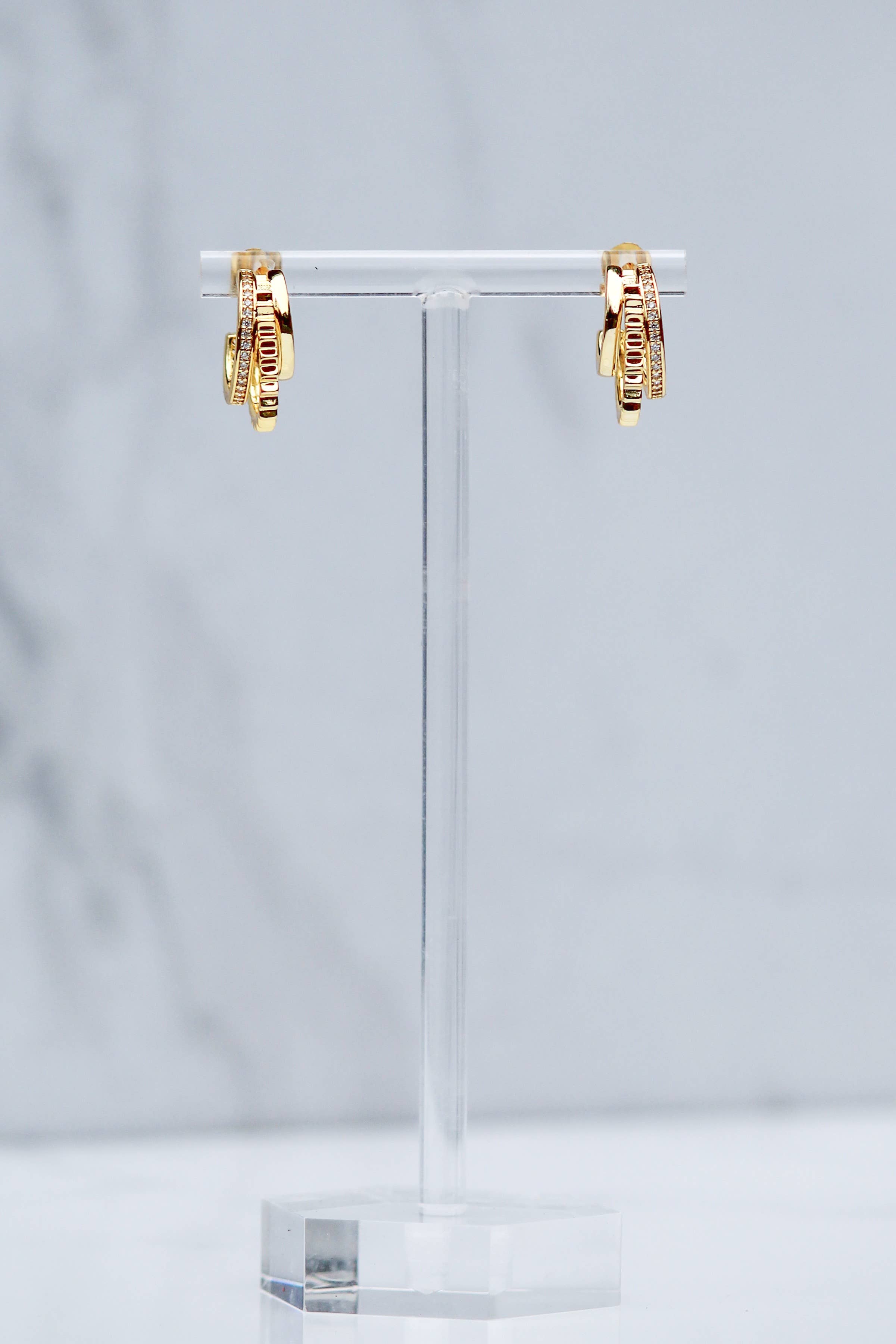 Native Gem - Wholesale Huggie Earrings - TRIPLE THREAT HUGGIES- 14K GOLD VERMEIL1