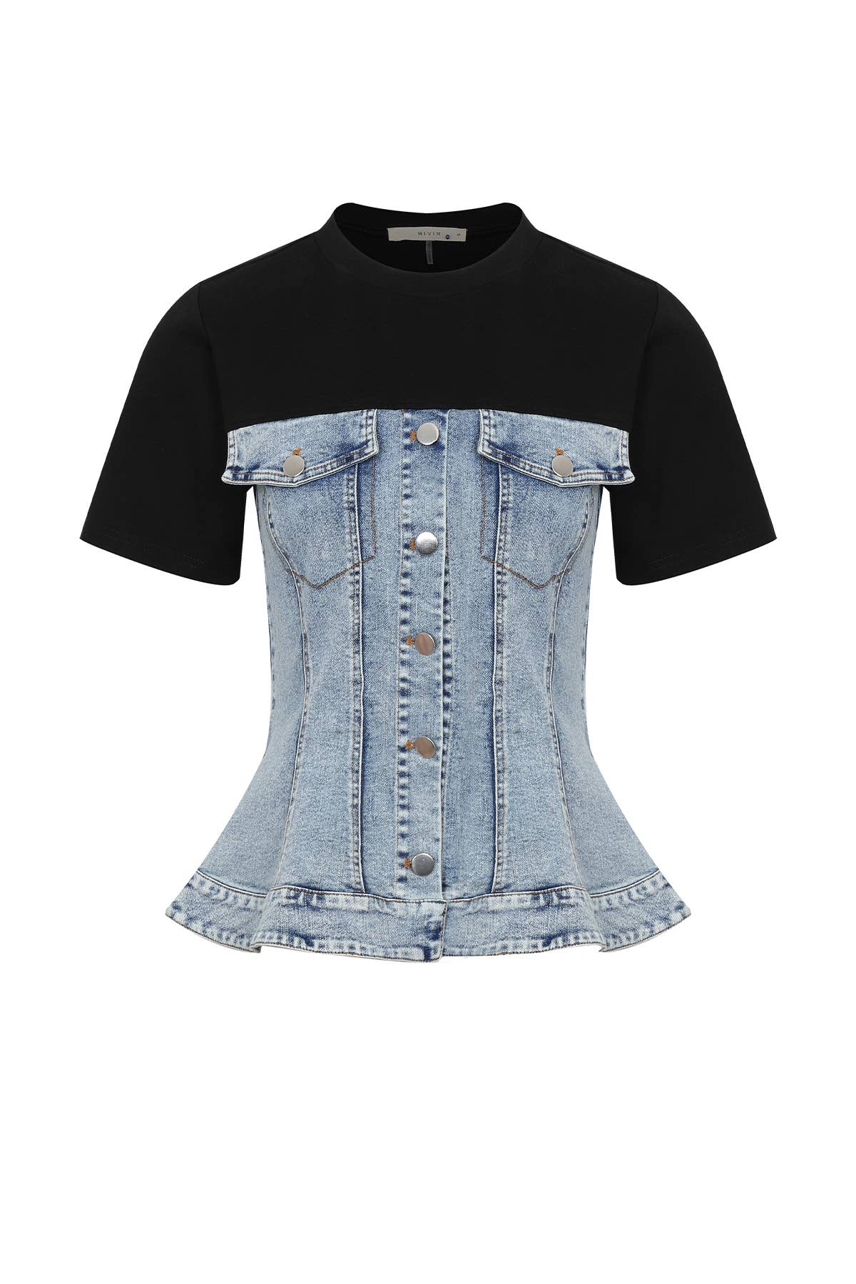 RIVIR - Wholesale Shirt - Women's - Mixed Media Denim T-shirt7