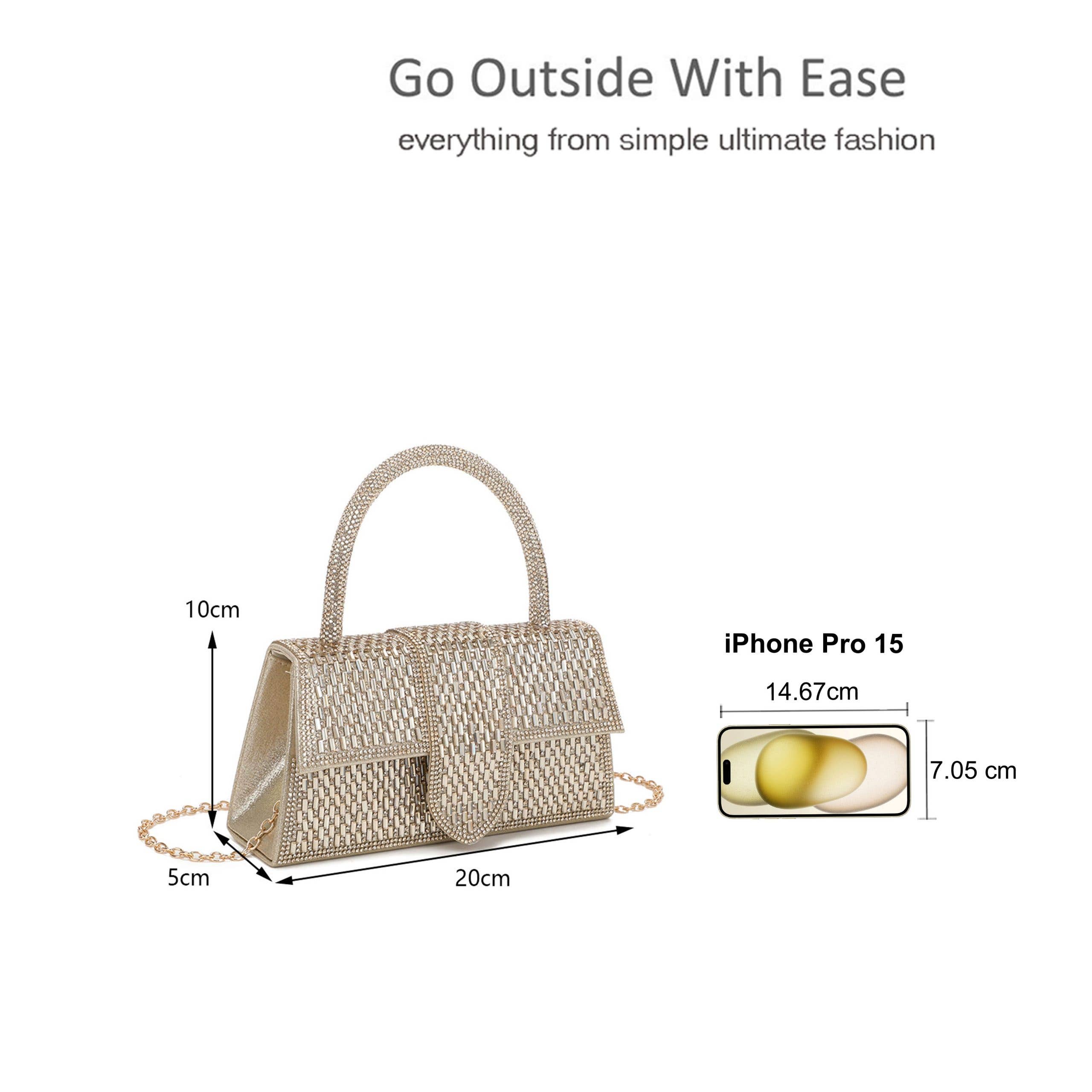 Ellas Trading - Wholesale Clutch Bag - Women's - Elegant Rhinestone Evening Clutch Bag with Chain Strap3