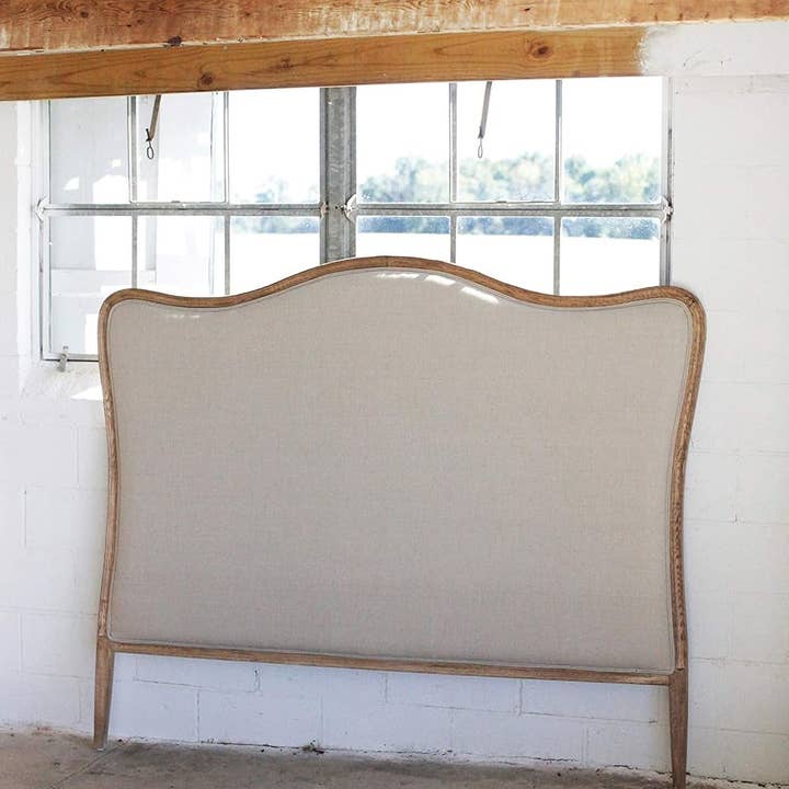Natural Elegant Oak And Linen King Size Headboard For Bedrooms for wholesale on Faire5