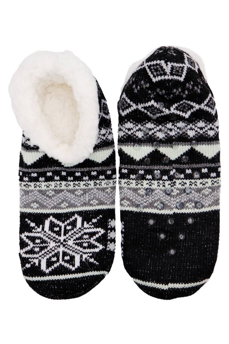 ASSORTEREDE Snowflake Chevron strikkede Fuzzy Sock Tøfler for engroshandel på Faire3