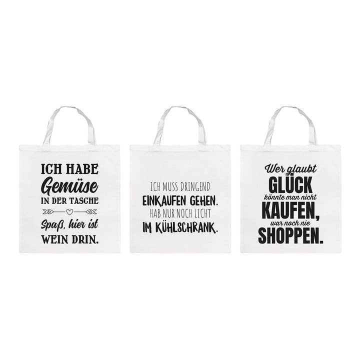 Wurm - Wholesale Decorative Figurine - Shopping bag with slogan, 100% cotton, white 3-ply, (W/H) 38x42cm