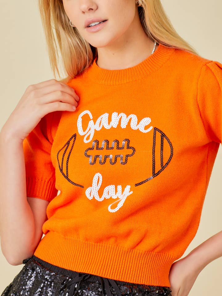 Main Strip - Wholesale Knit Sweater - Women's - Game Day Puff Sleeve Sweater Top