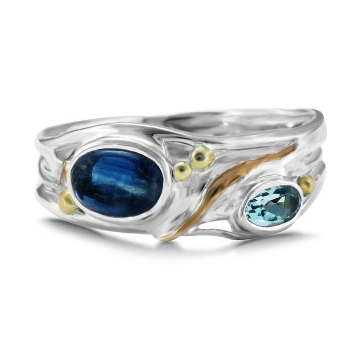 Kyanite and Blue Topaz Sterling Silver Ring for wholesale by Banyan Jewellery