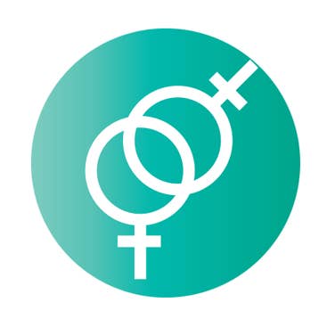 BT766- Lesbian Symbol 1.25" Button for wholesale by Kalan