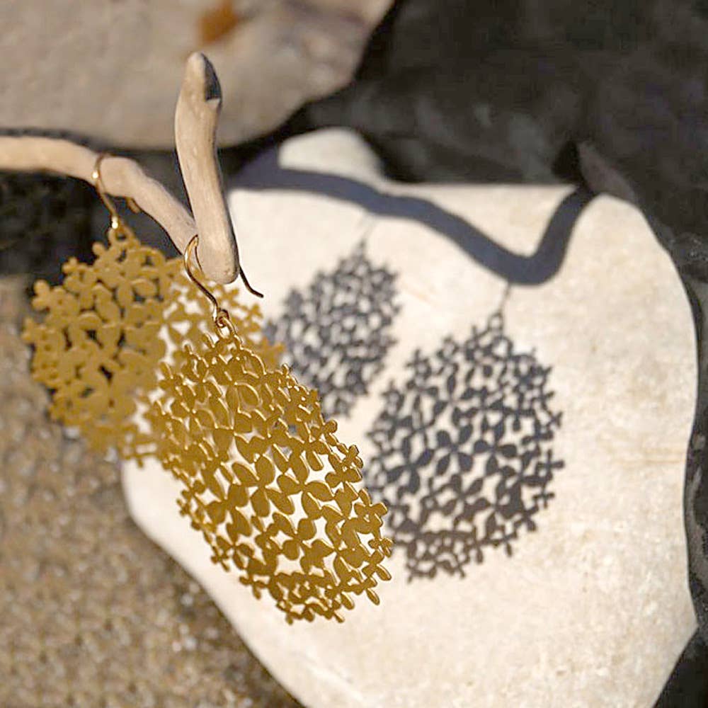 RAS - Wholesale Dangle Earrings - Hortensia Gold Plated Big Earring2