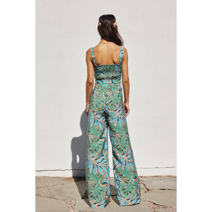 OASIS Monstera Medley Wide Strap Jumpsuit for wholesale on Faire
