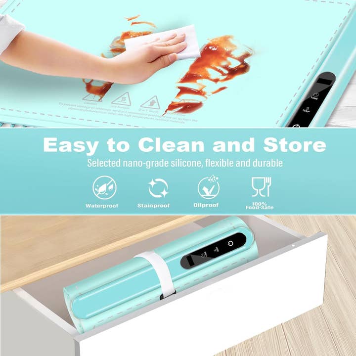 Hard Rock Health Stores - Wholesale Kitchen Appliance - Silicone Electric Roll Up Heating Tray Food Warmers Mat Portable Hot Plates to Keep Food Warm14