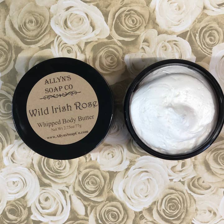 Wild Irish Rose Whipped Body Butter for wholesale by Allyn’s Soap Co.