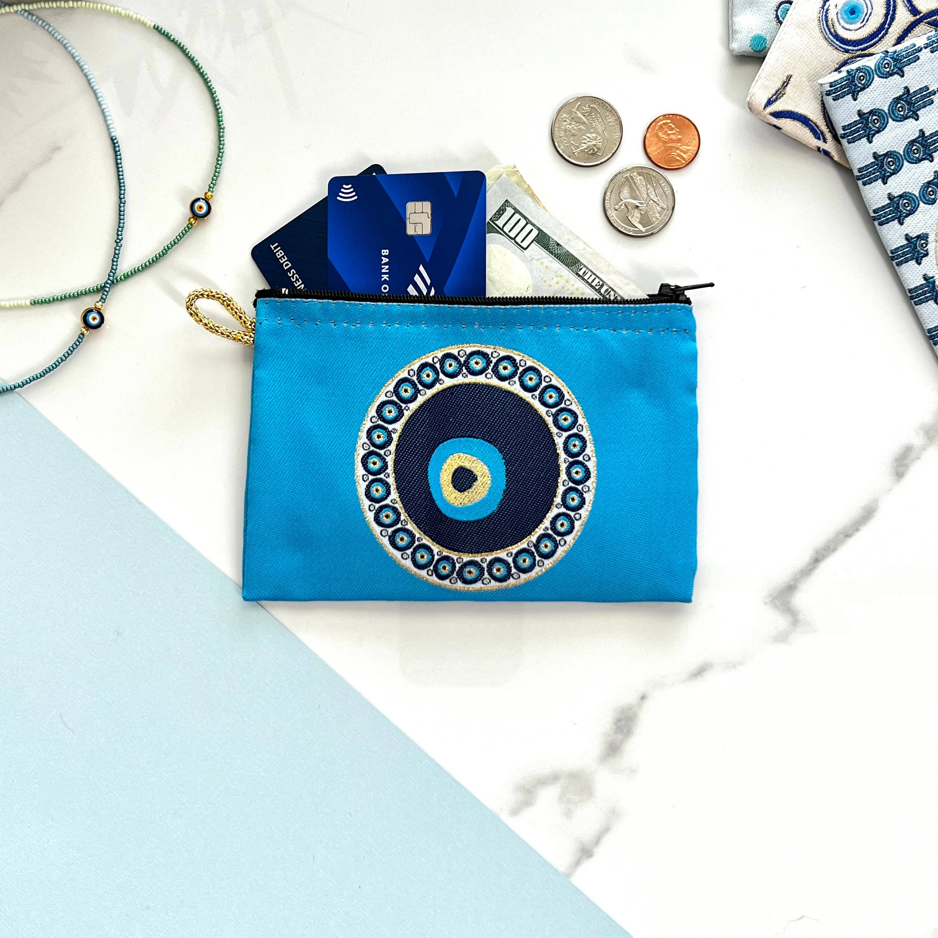 Umays Boho - Wholesale Portemonnee - Dames - Boze Oog Muntportemonnee, Stoffen Zakje, Kleine Ritsportemonnee