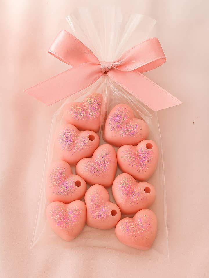 Rosa Glitzer Herz Wachs Schmelzen | Rosa Zucker Herz Schmelzen | Geschenk für den Großhandel von Vella Wax Melts and Candles