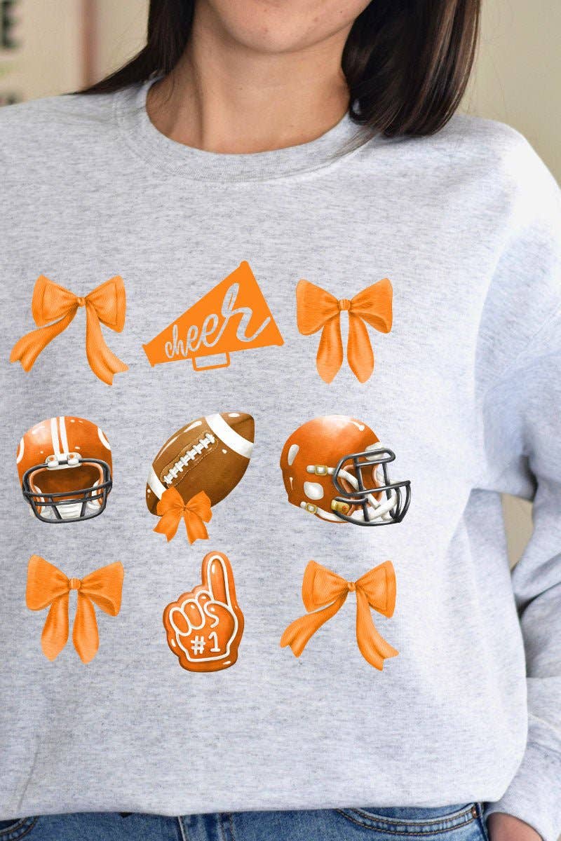 Wholesale Accessory Market - Wholesale Graphic Sweatshirt - Women's - Orange Blitz And Bows Heavy-weight Crew Sweatshirt0