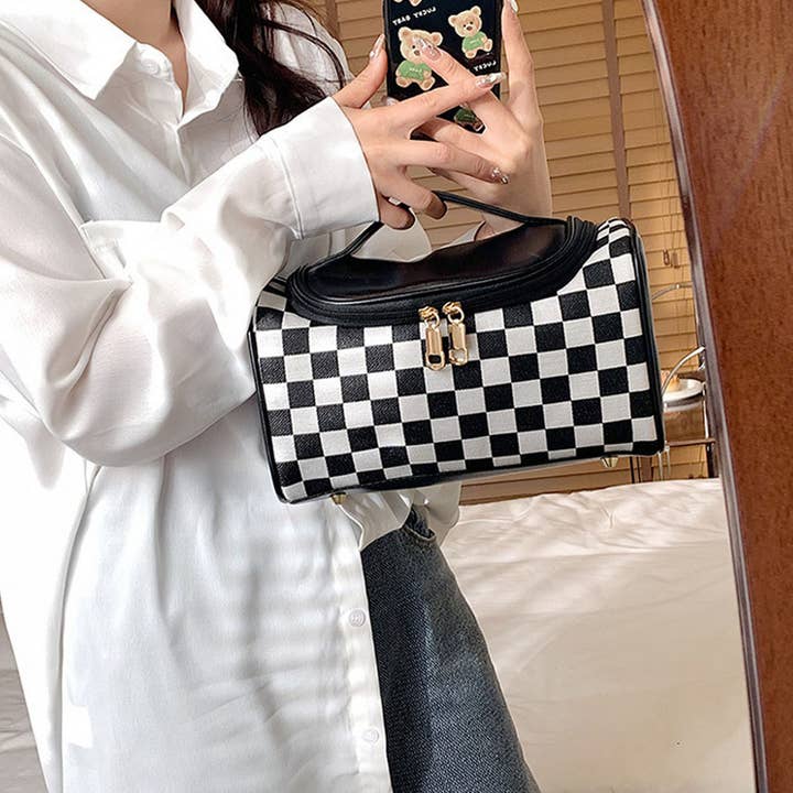 ACCITY - Wholesale Makeup/Cosmetic Bag - NEW CHECKERBOARD LARGE-CAPACITY COSMETIC BAG_CWAB44915