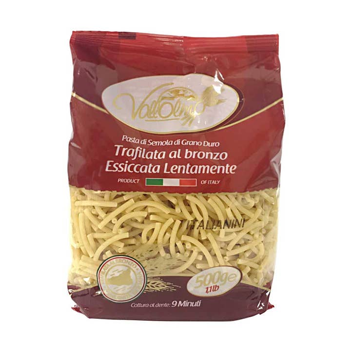 Pasta Italianini Siciliani trafilata in bronzo - Pastificio Vallolmo per la vendita all'ingrosso da parte di Emporio Sicilia