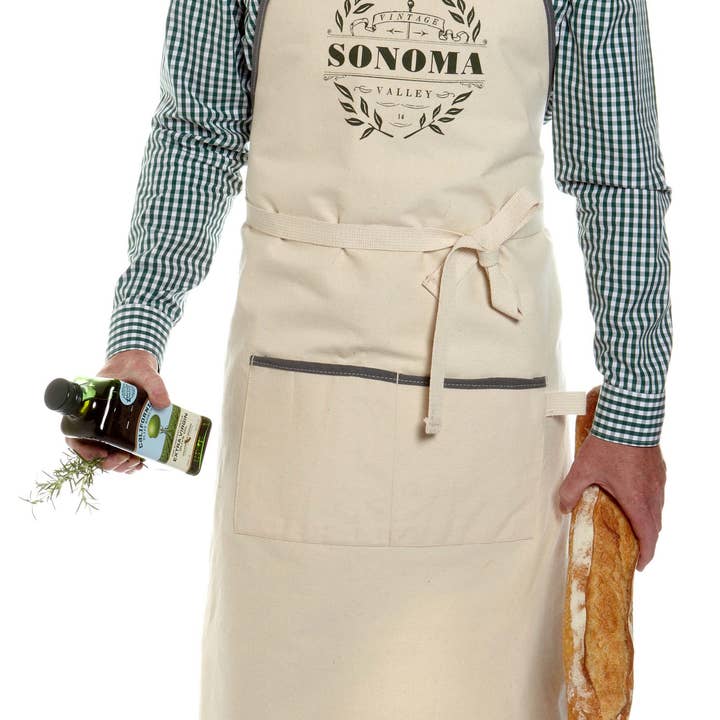 Mercantile 12 - Wholesale Apron - Custom VINTAGE COLLECTION Natural Apron with Charcoal Trim5