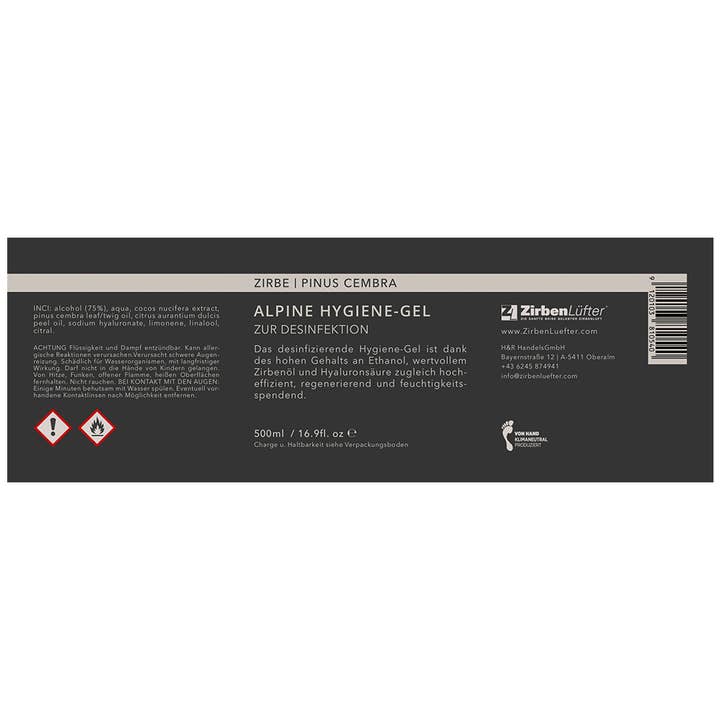 H&R HandelsgmbH - Zirbenlüfter® - Wholesale Hand Sanitizer - ALPINE HYGIENE GEL | nourishing hand disinfection | 500 ml2