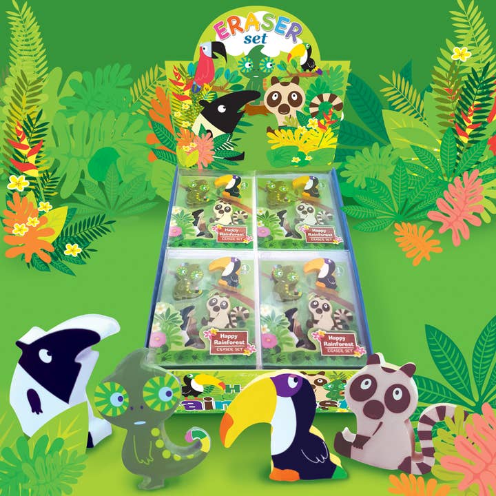 Rainforest Eraser Set for wholesale by The Piggy Story