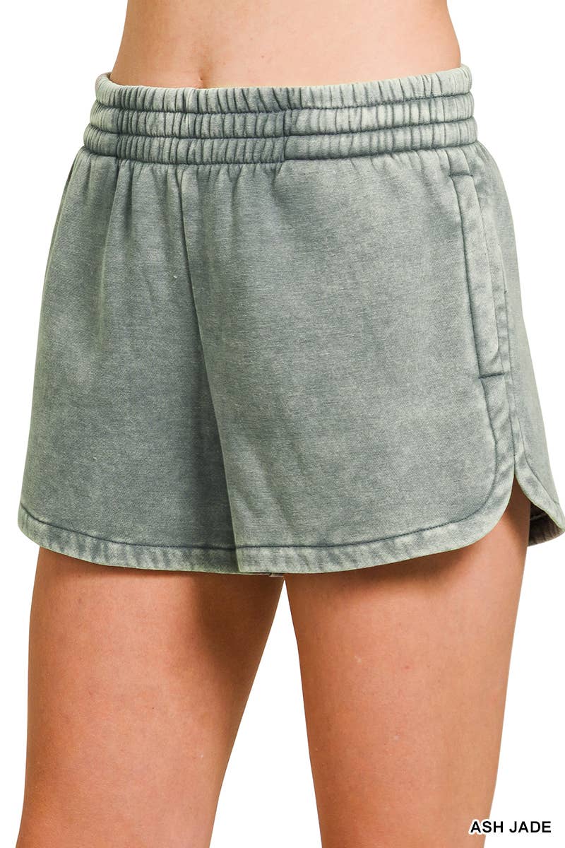 Vanilla Monkey - Wholesale Lounge Shorts - Women's - Acid Washed Elastic Waistband Dolphin Shorts1