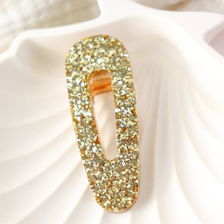 CG Home - Wholesale Barrette - Women's - Large gold glitter triangle hair clip3